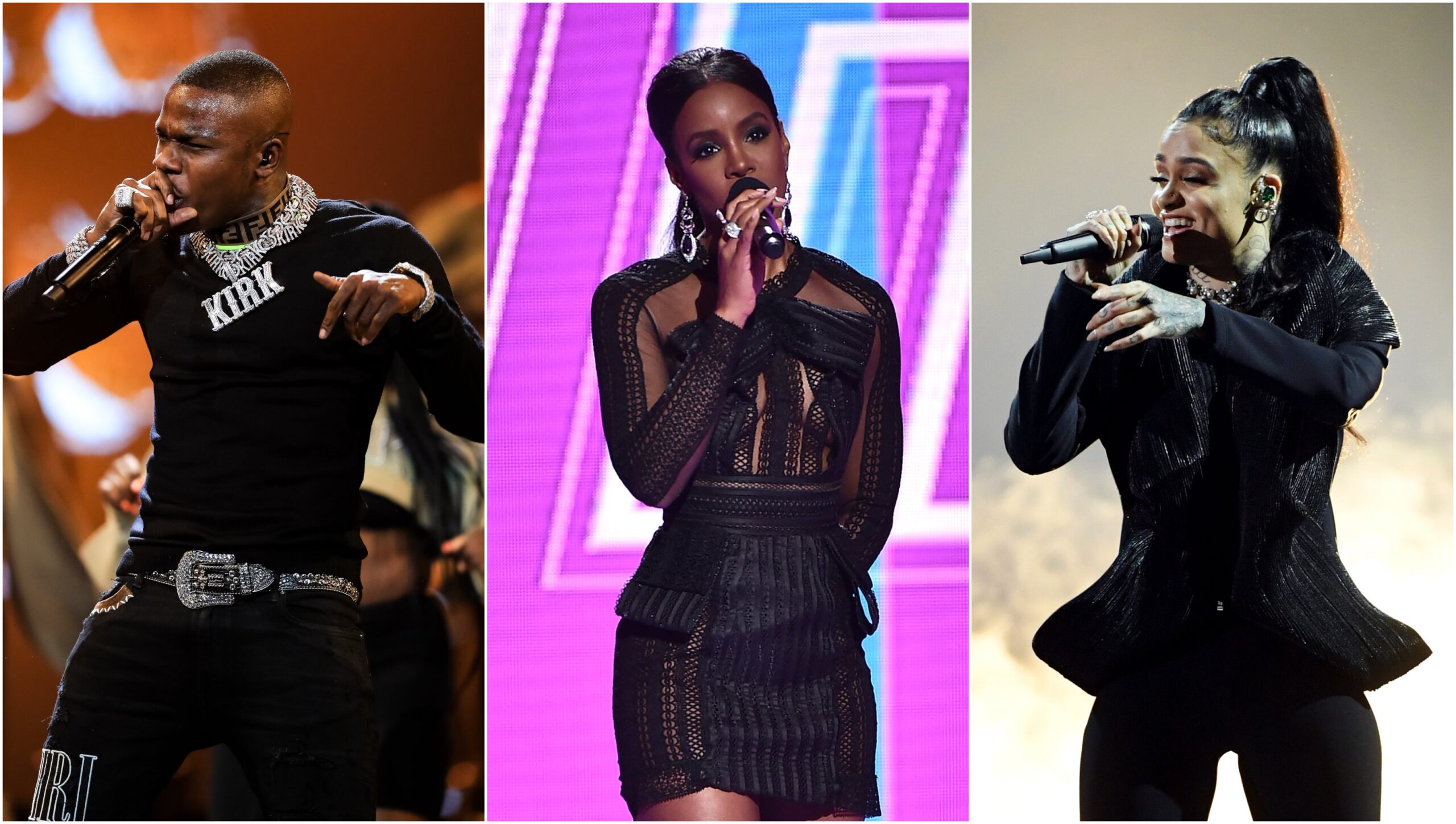 DaBaby, left, Kelly Rowland, Kehlani Photo: Getty Images Carmen Mandato