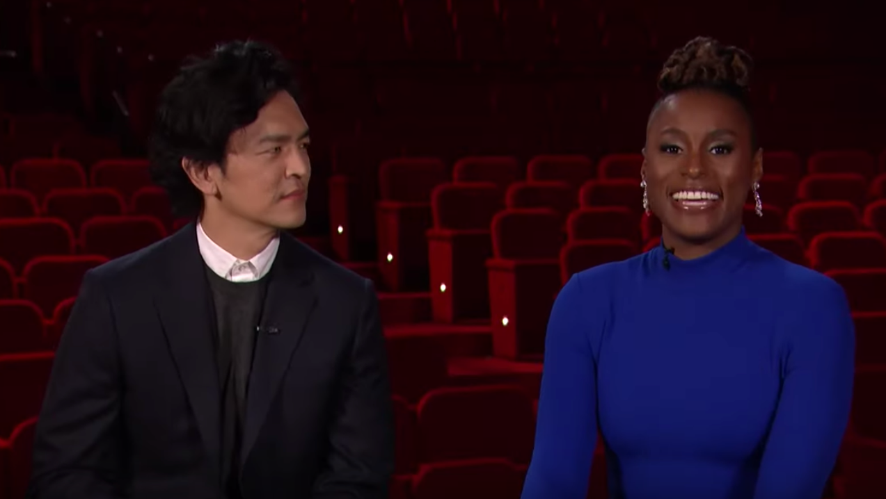 John Cho (l) and Issa Rae (r) announcing the nominees for the 92nd Academy Awards. Screenshot: YouTube Oscars