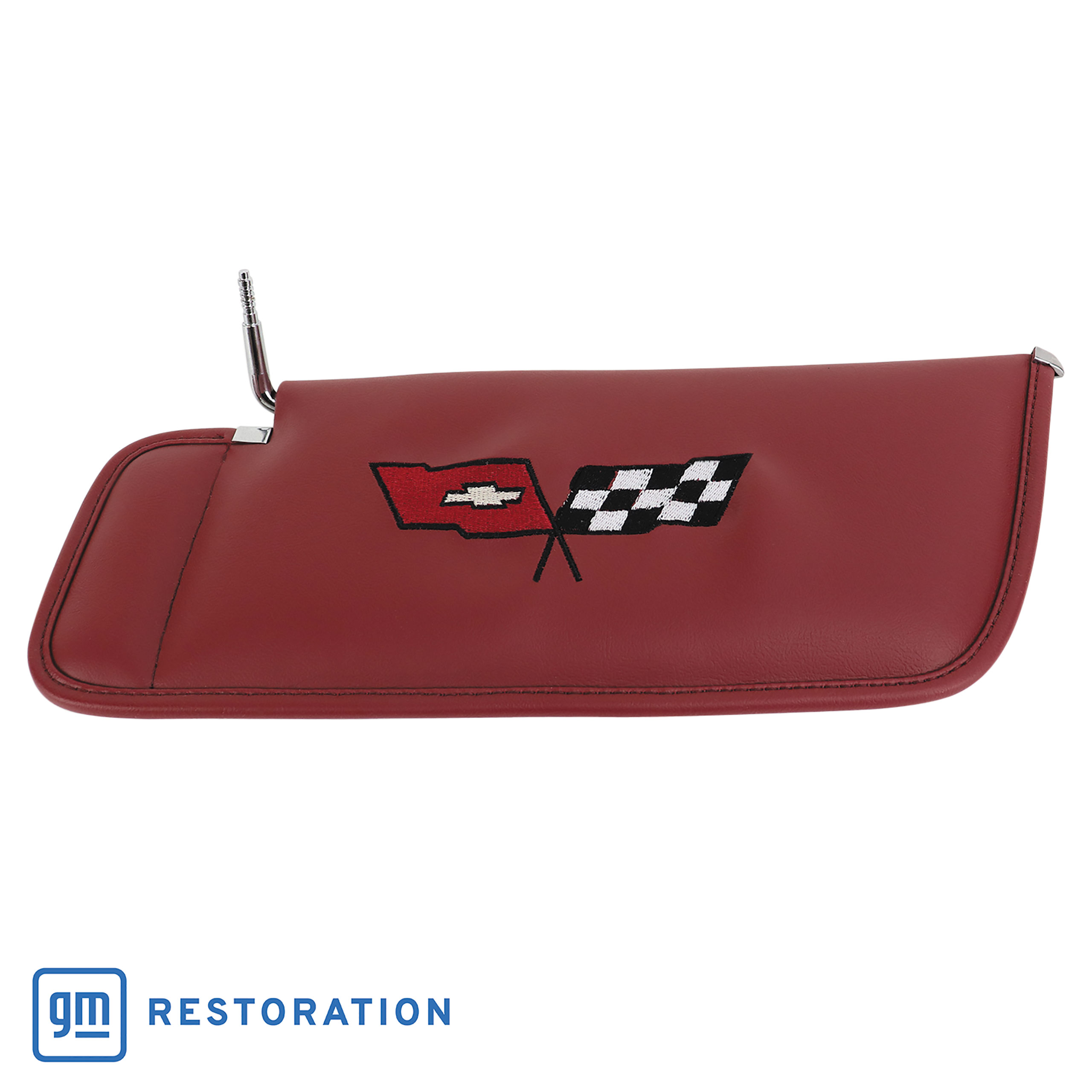 C3 1976 Corvette Sunvisors White Embroidered W/Logo - CA main image 1