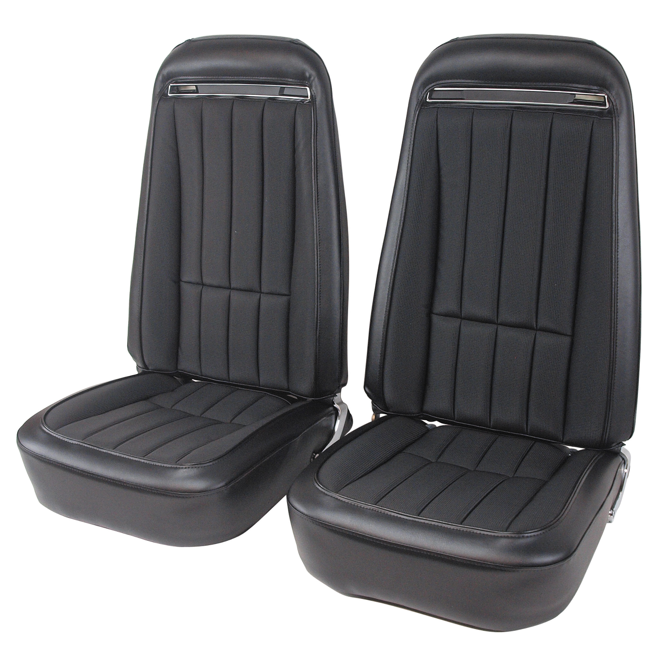 Corvette C3 MTD Seats Black Vinyl With Shoulder Harness 1970-1974