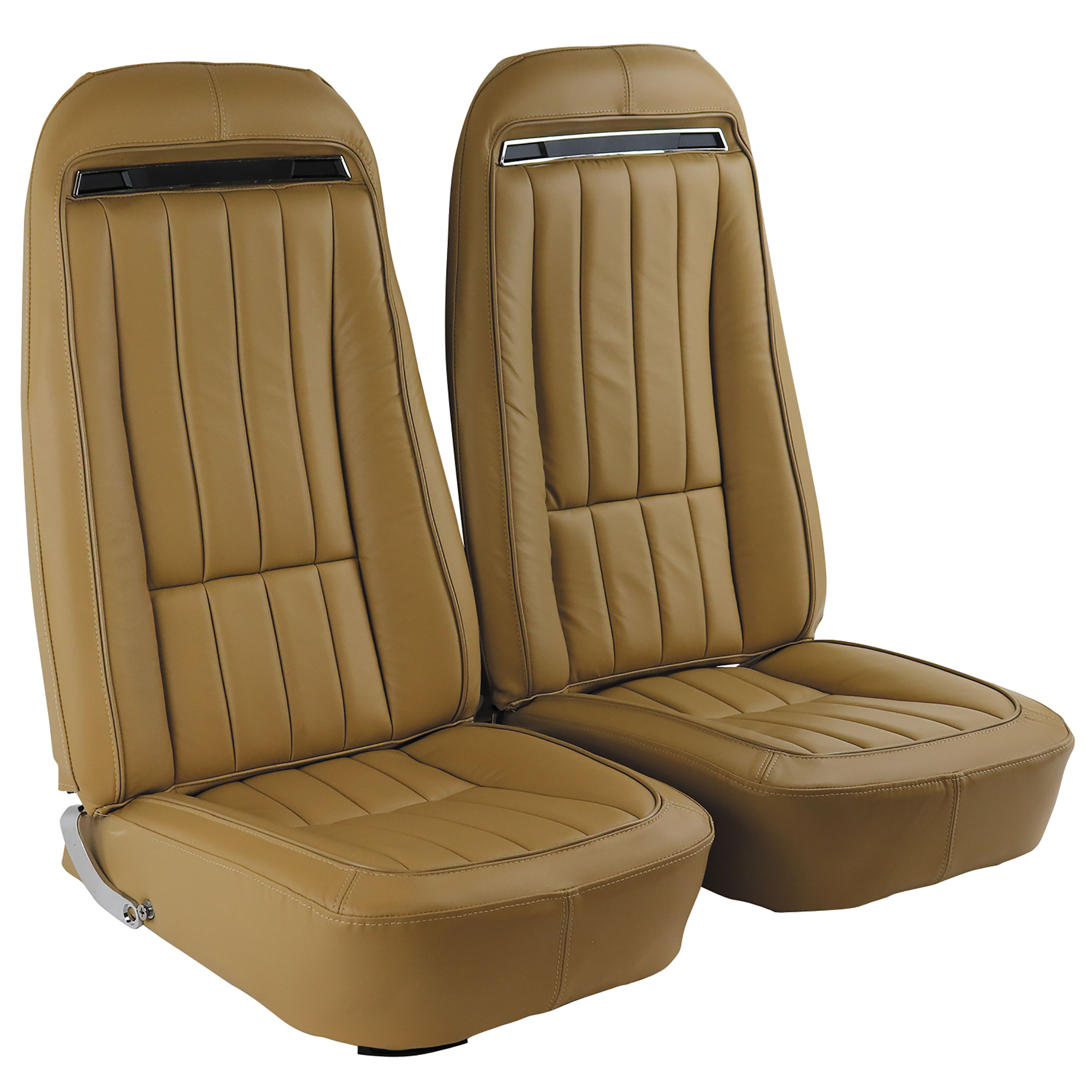 C3 1970-1971 Corvette Mounted Seats Dark Saddle 100% Leather With Shoulder Harness - CA main image 0