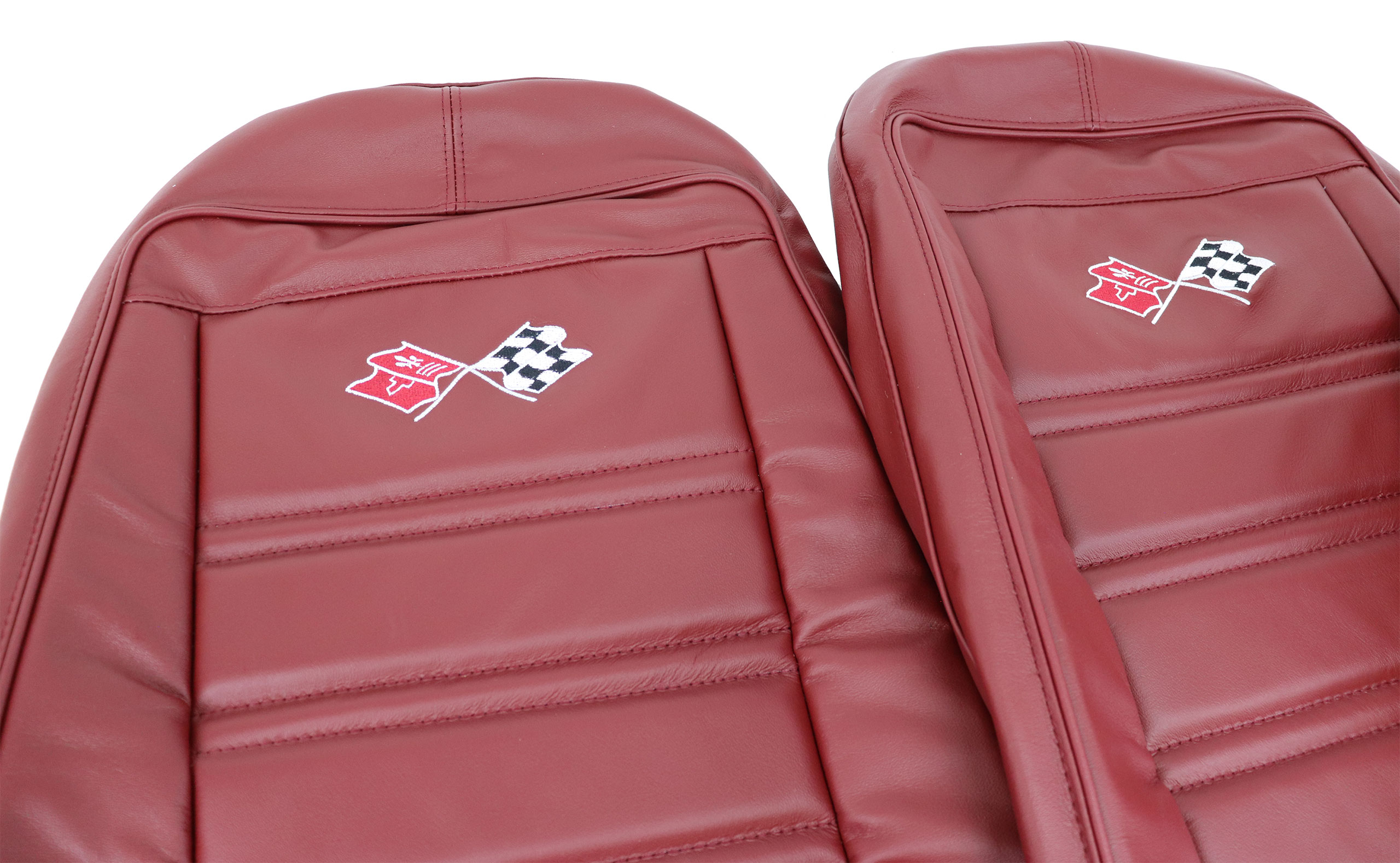1975 C3 Corvette Embroidered 100% Leather Seat Covers - Oxblood ...