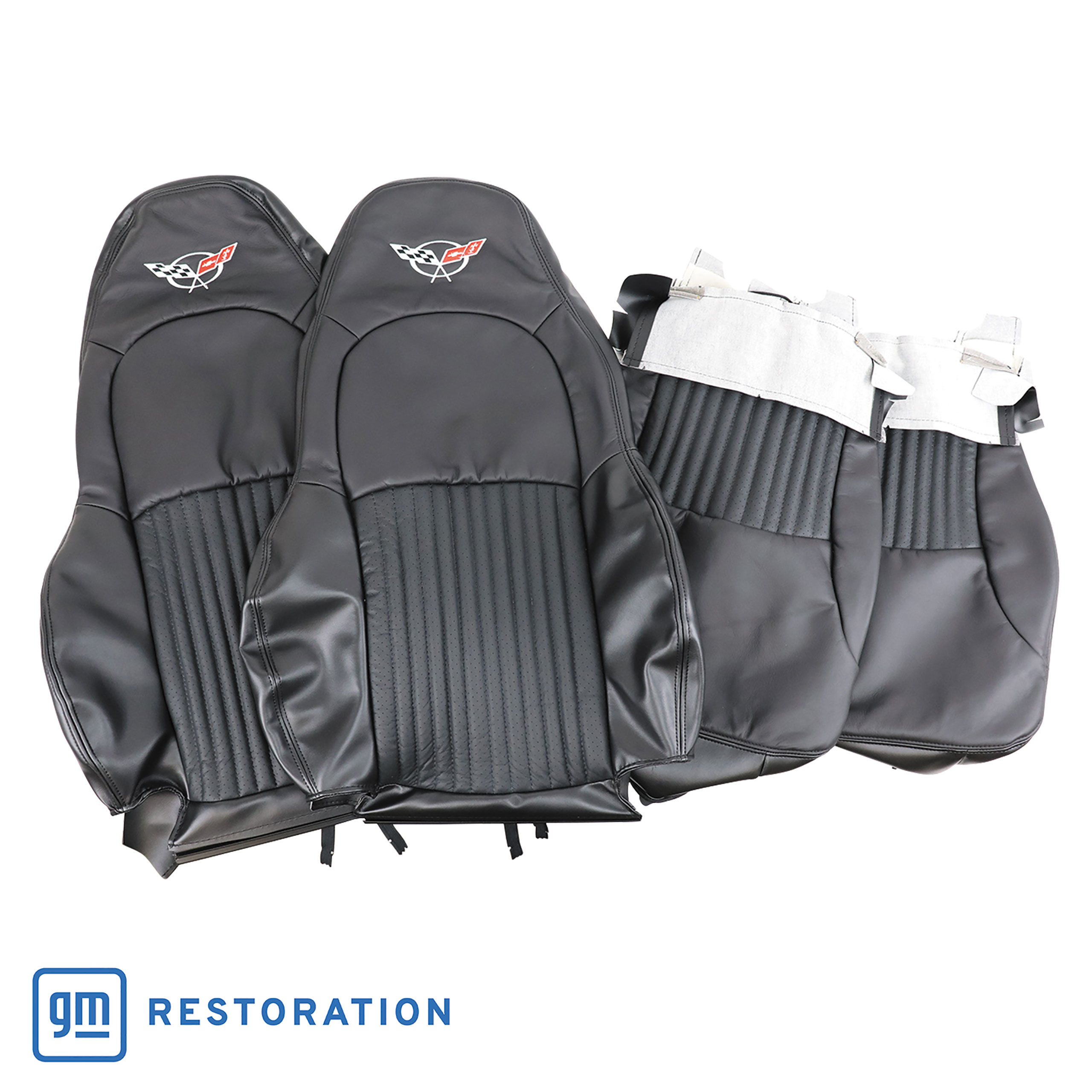 1965-1965 Corvette Leather Seat Covers Black - CA