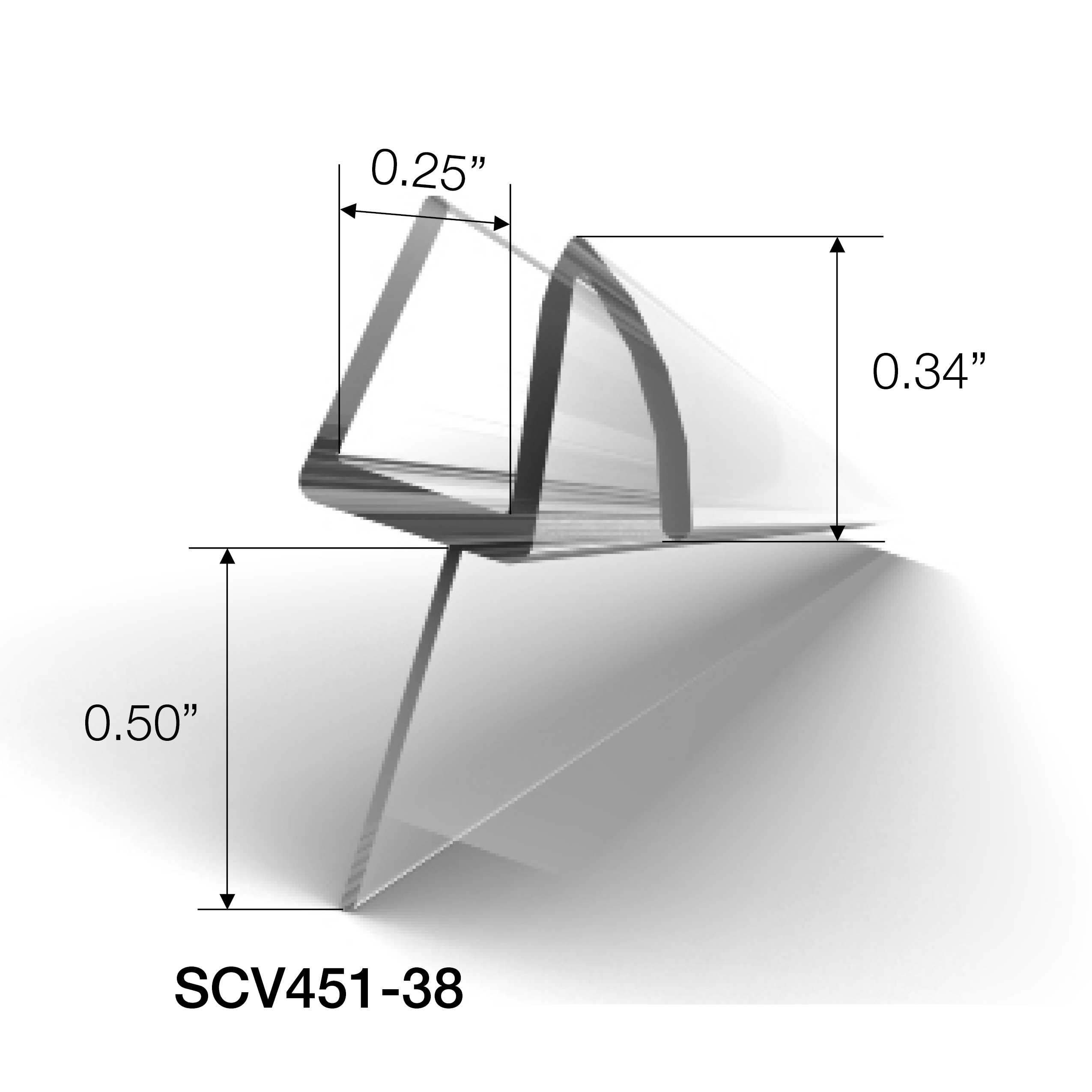 Basco 1/4 inch shower door sweep 38 inches (1" x 38") (Infinity