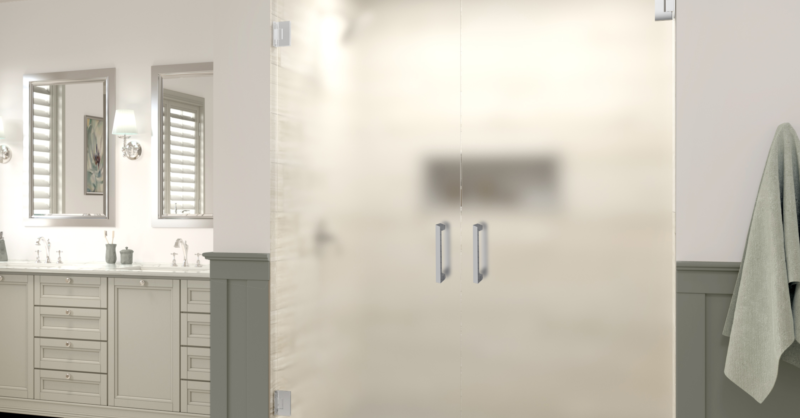 Geolux Frameless 3/8-inch Glass French Swing Shower Door | Basco