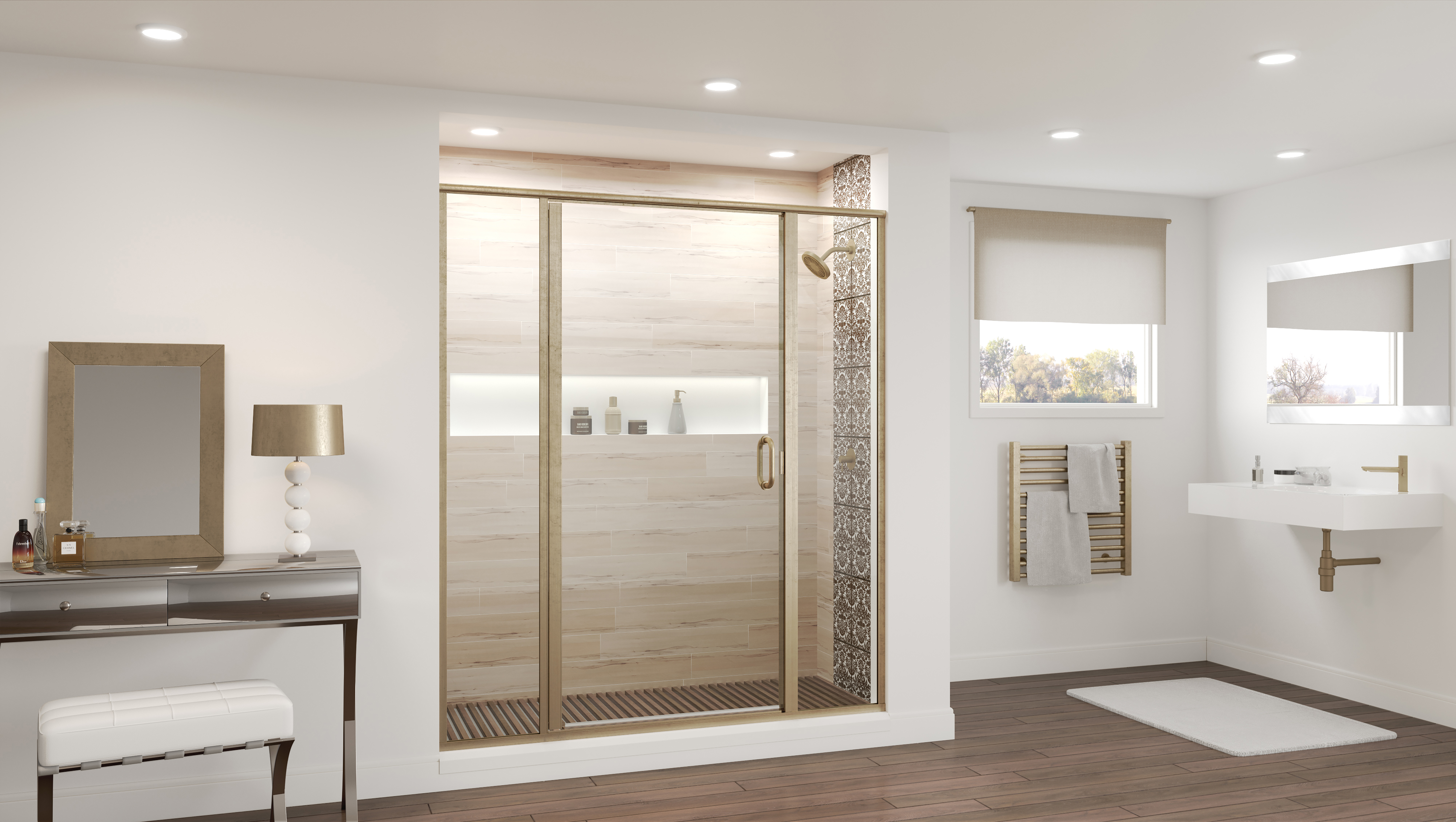 Infinity Semi-Frameless 1/4" Glass Panel Swing Door & Panel - 1412