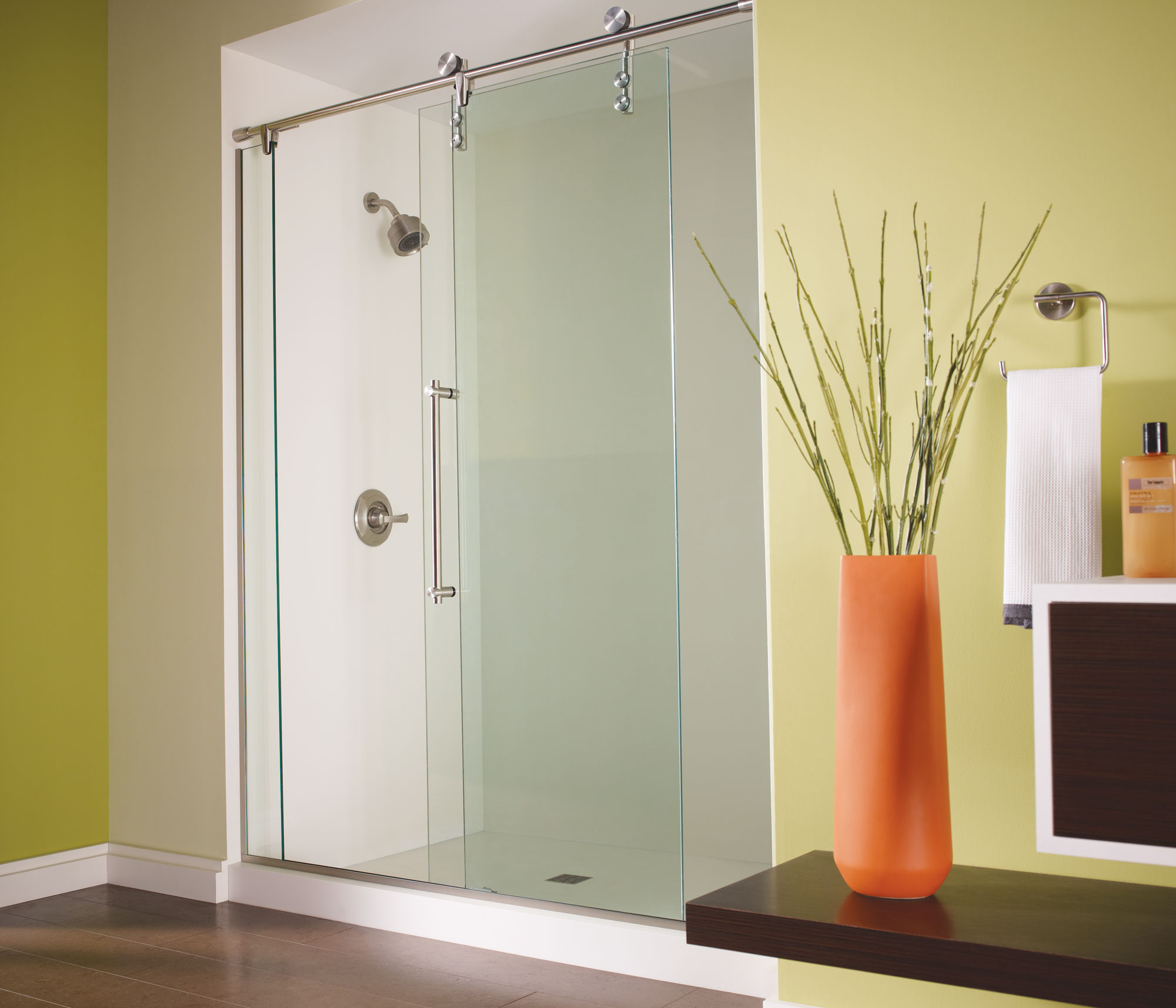 Rolaire Frameless 3/8inch Glass Panel, Rolling Door & Panel Shower