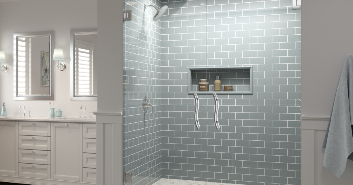 Vonse Frameless 3/8inch Glass French Swing Shower Door Basco Shower