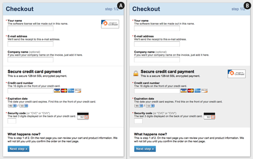 Mockup of how to visually reinforce a checkout process.