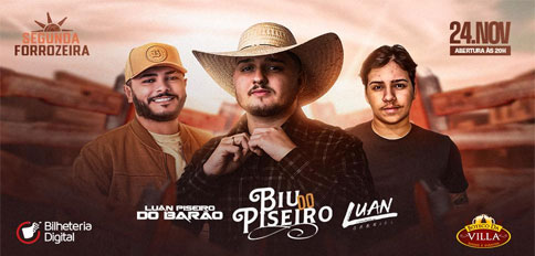 Segunda Forrozeira Com Biu Do Piseiro, Luan Piseiro Do Barão e Luan Gabriel em São Bernardo Do Campo