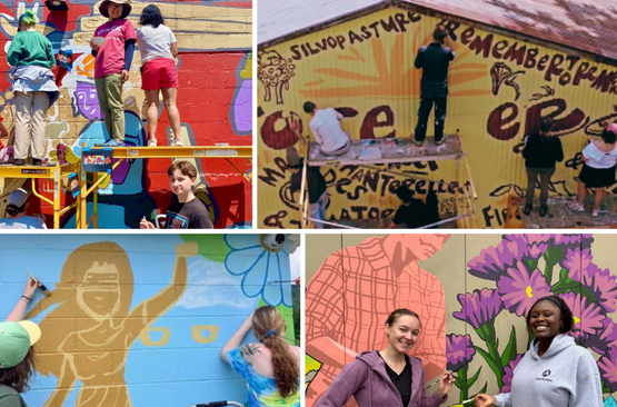 People painting murals