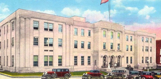 vintage postcard of Franklin County Courthouse in Malone NY