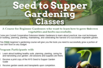 A three-part series held on Saturdays for beginner gardeners who want to learn to grow their own vegetables and herbs successfully.  FREE.  Call or email to register to secure your spot.  