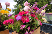 flowers in truck