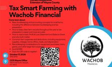 Tax Smart Farming Workshop with Wachob Financial .  Learn about basic bookkeeping, accounting , tax preparation, record keeping, and more.