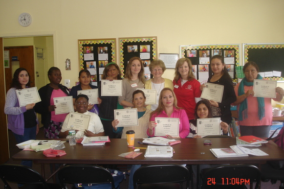 Students in a nutrition course getting their certificates of completion
