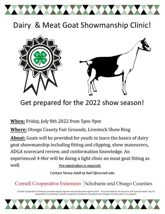 Cornell Cooperative Extension 4H Dairy & Meat Goat Showmanship Clinic