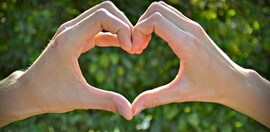 2 human hands making a heart shape