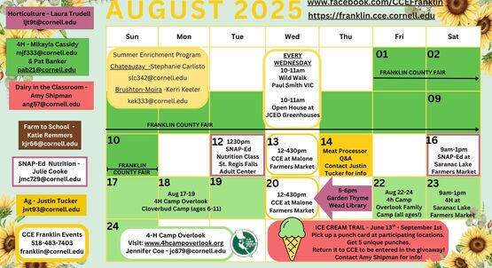 August 2025 Calendar of Events