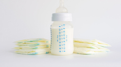breast milk in bags with bottle