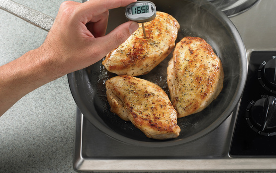 Cook chicken to 165 degrees to ensure that it is safe to eat.