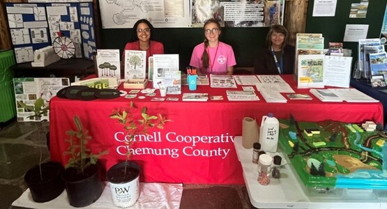 Simone, Kate, and Toni Natural Resources booth at the Chemung County Fair 2025