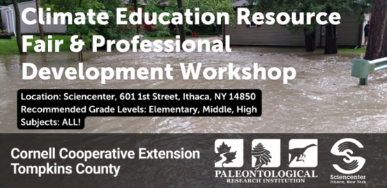 Event details for Climate Education Resource Fair over an image of a flooded yard.