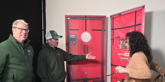 Community Energy Advisors visit an Empower Contractor. They discuss a blower door for an energy audit