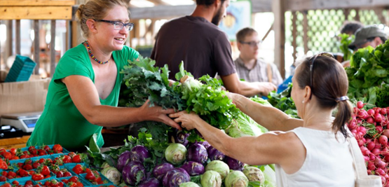 Early Morning Farm booth at the Ithaca Farmers' Market, 06/10/2013 (Cornell University Photography)