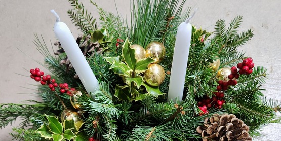 Wreath being used as a table arrangement.