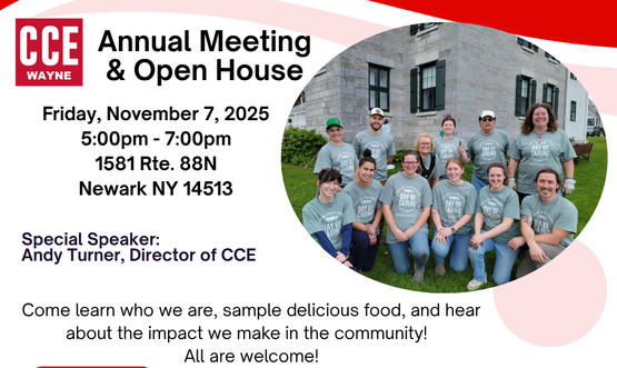 Annual Meeting and Open House Come learn who we are, sample delicious food, and hear about the impact we make in the community!  All are welcome!