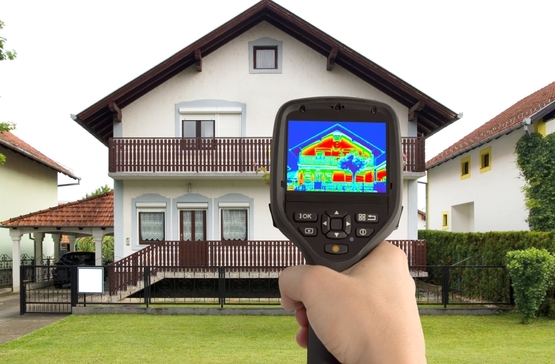 House being tested with thermal imaging camera, from Energy.gov