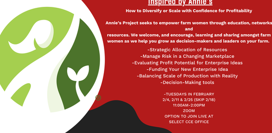 Annie’s Project seeks to empower farm women through education, networks and
resources. We welcome, and encourage, learning and sharing amongst farm
women as we help you grow as decision-makers and leaders on your farm.