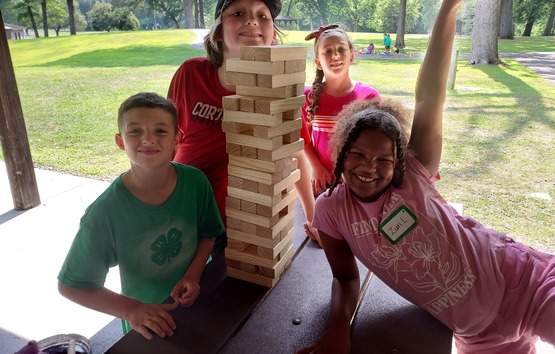 Happy campers playing a game