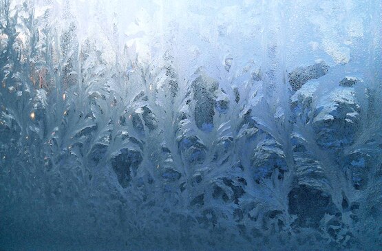 Ice crystals on a window, January 2014