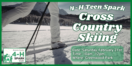 
Broome County
4-HAgricultureCCE KitchenEnvironmentGardeningIn-School ProgramsNutritionParentingSustainabilityWorkforce Development
Home »Events »New Event
Event Details
Title
4-H Teen Spark: Cross Country Skiing
