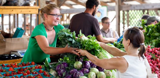 Early Morning Farm booth at the Ithaca Farmers' Market, 06/10/2013 (Cornell University Photography)