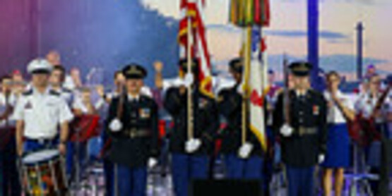 West Point Band with Flags