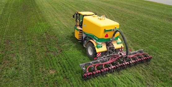 Farm equipment in field.