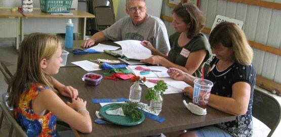 4-H youth being judged at Cayuga County Fair, 2011