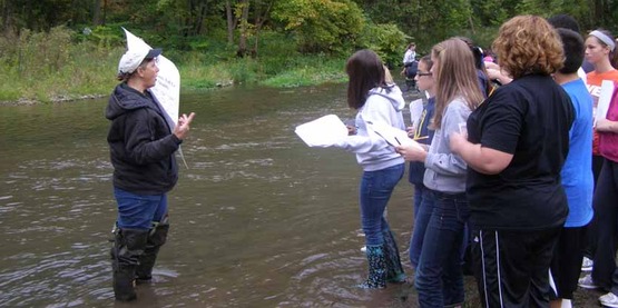 8th grade science students from Camillus Middle School learning about what chemistry and system relationships