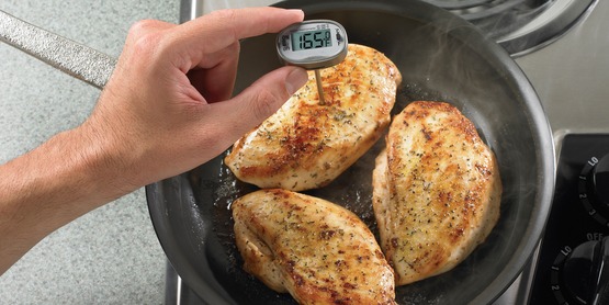 Cook chicken to 165 degrees to ensure that it is safe to eat.