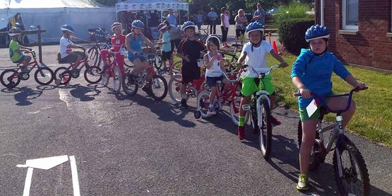 children on bicycles, for Creating Healthy Schools webpage