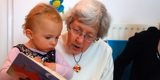 Reading to a young child
