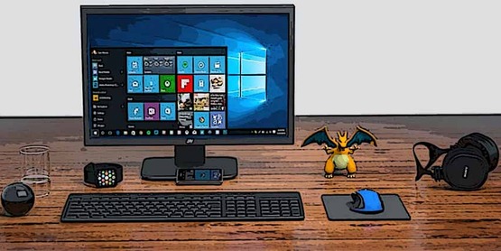 Computer monitor on table