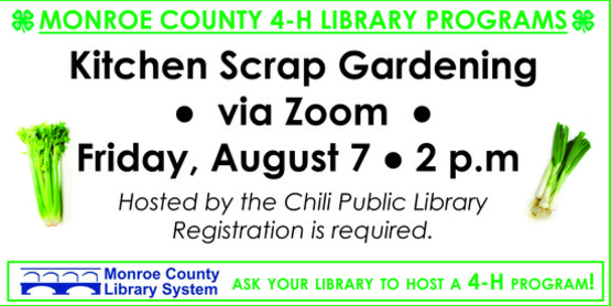 Kitchen Scrap gardening graphic- CCE Monroe. 