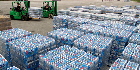 Water is staged at Lakeland for air transport to Ocala in advance of Hurricane Ivan (Sept. 2004) 