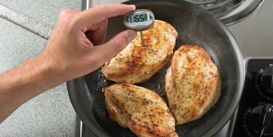 Cook chicken to 165 degrees to ensure that it is safe to eat.