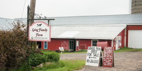 Stop by the Laing Family Farm store and stock up on meats, maple syrup, soaps, and more. 