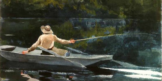 "Casting, Number Two", 1894, by Winslow Homer (1836-1910)- [Public Domain]